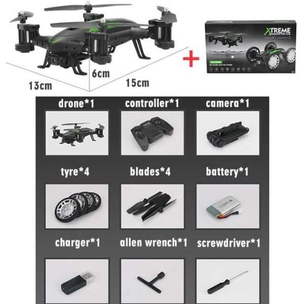 OTRC FY602 Air-Road RC Drone Car 2 in 1 Flying Car 2.4G RC Quadcopter Drone 6-Axis 4CH Helicopter With HD Camera High Speed 4WD - Image 8